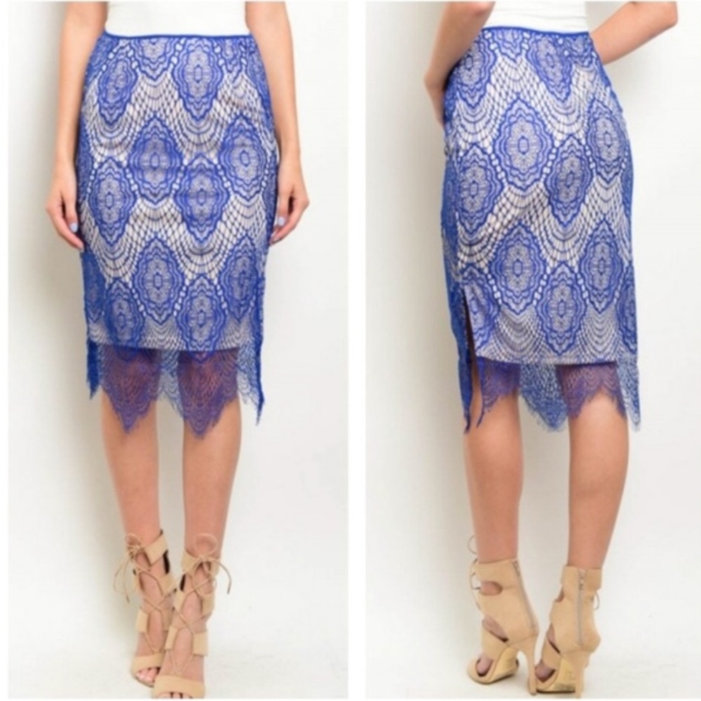 Blue overlay‎ pencil skirt!